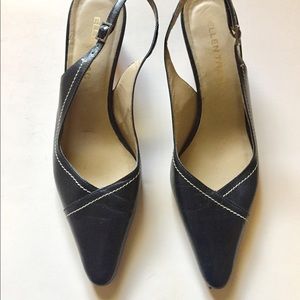 Ellen Tracy Navy Pointed Toe Sling Back Heels  7.5